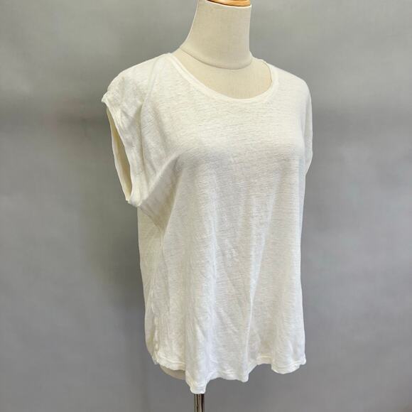 Swildens ivory linen slub lagenlook basic short sleeve boxy tee shirt size large - Picture 4 of 15